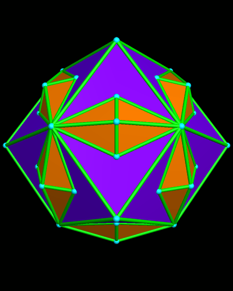 The Edges of a Cube, As Elongated Rhombus-Based Pyramids Atop the Shorter Diagonals of Each Face of a Rhombic Dodecahedron